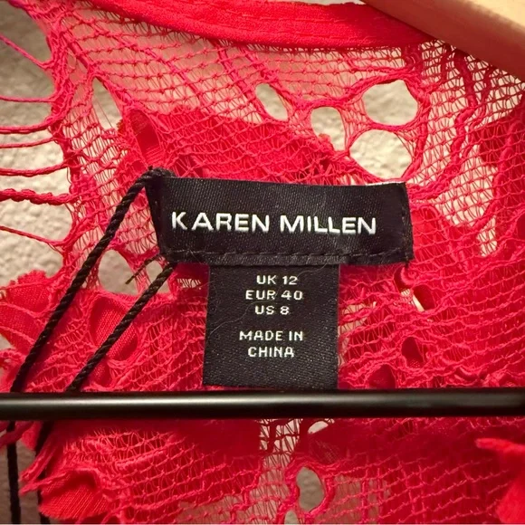 Red Floral Appliqué Lace Midi Dress – NWT – Size 8 - Picture 8 of 15